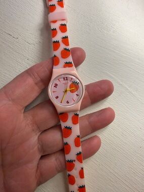 Swatch Watch Pink Strawberry (MISS FRAISE) Print Silicone NWOB